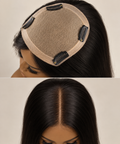 100% Remy Human Hair 4.75x5 Straight Silk Base Hair Topper | 12" & 16" | Natural Black, Dark Brown & Medium Brown