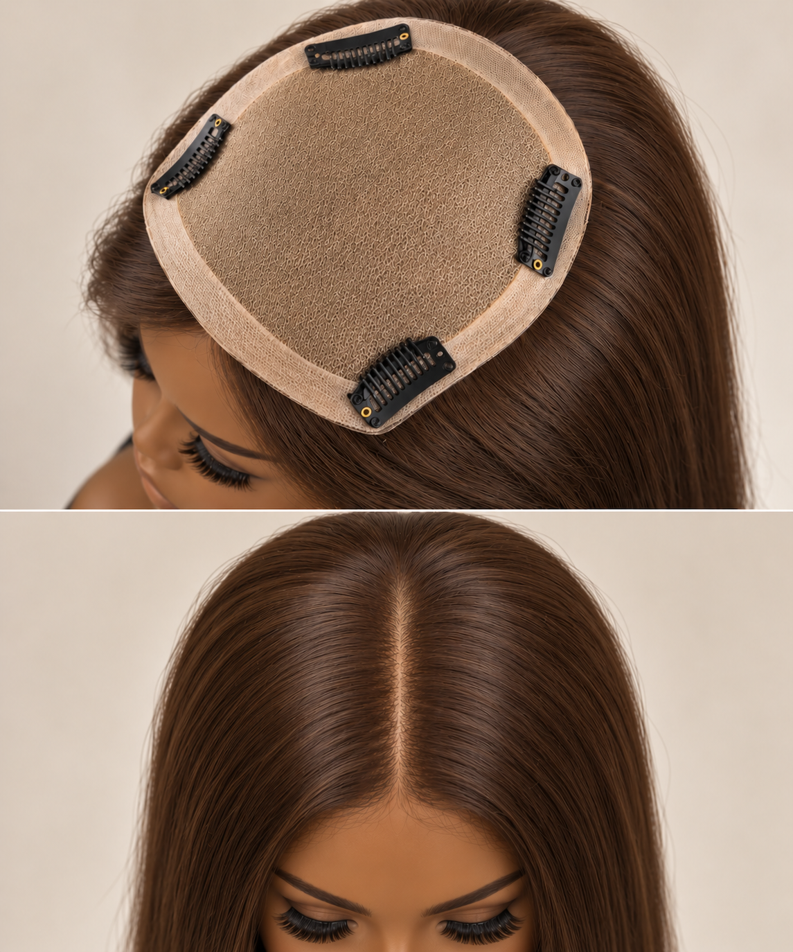 100% Remy Human Hair 4.75x5 Straight Silk Base Hair Topper | 12" & 16" | Natural Black, Dark Brown & Medium Brown
