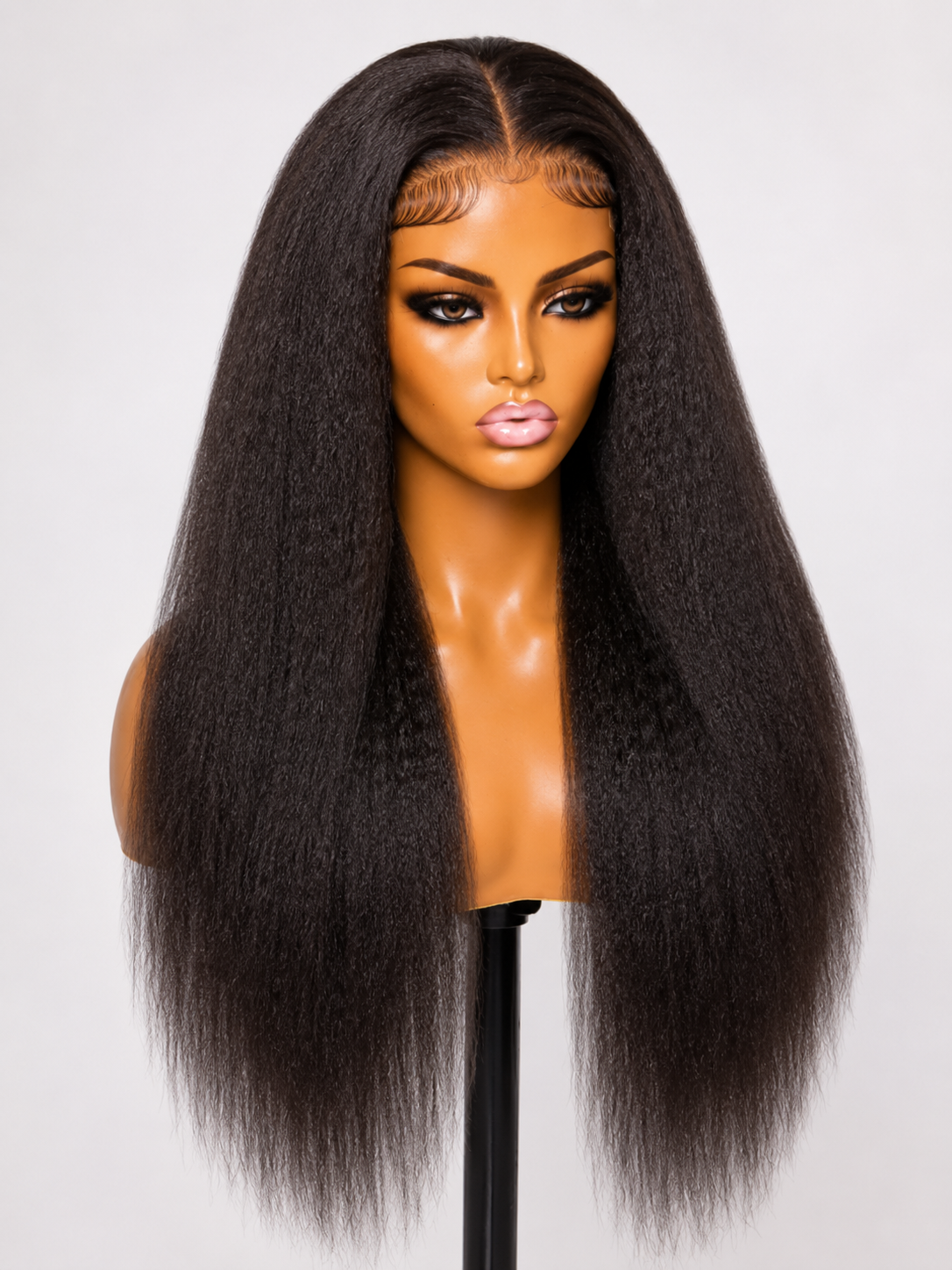 100% Remy Human Hair 4x4 Kinky Straight Lace Wig | Natural 4A-4C Blend | 8"–28" | Off Black, Dark Brown, Honey Blonde & Platinum Blonde