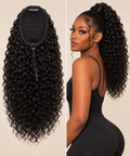 100% Remy Human Hair Curly Drawstring Ponytail | 8"–28" | Off Black, Dark Brown & Medium Brown