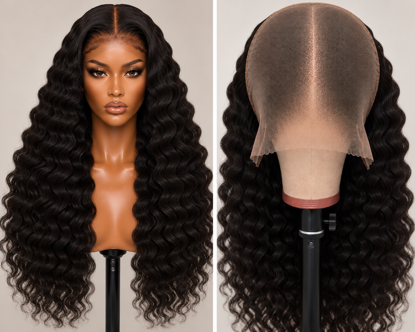 100% Remy Human Hair Deep Wave Full Lace Wig | 10"–28" | Off Black, Dark Brown, Honey Blonde & Platinum Blonde