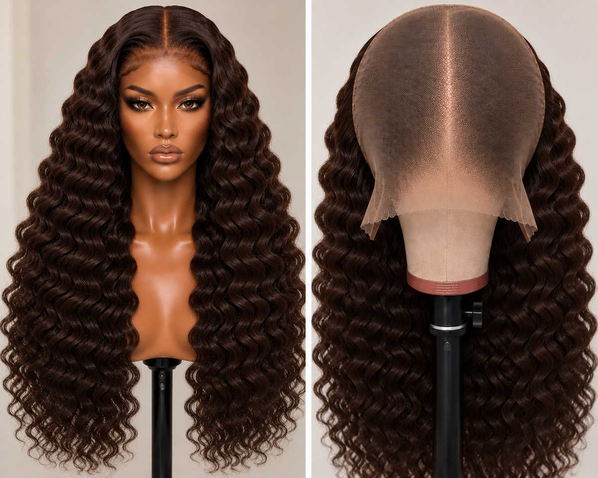 100% Remy Human Hair Deep Wave Full Lace Wig | 10"–28" | Off Black, Dark Brown, Honey Blonde & Platinum Blonde