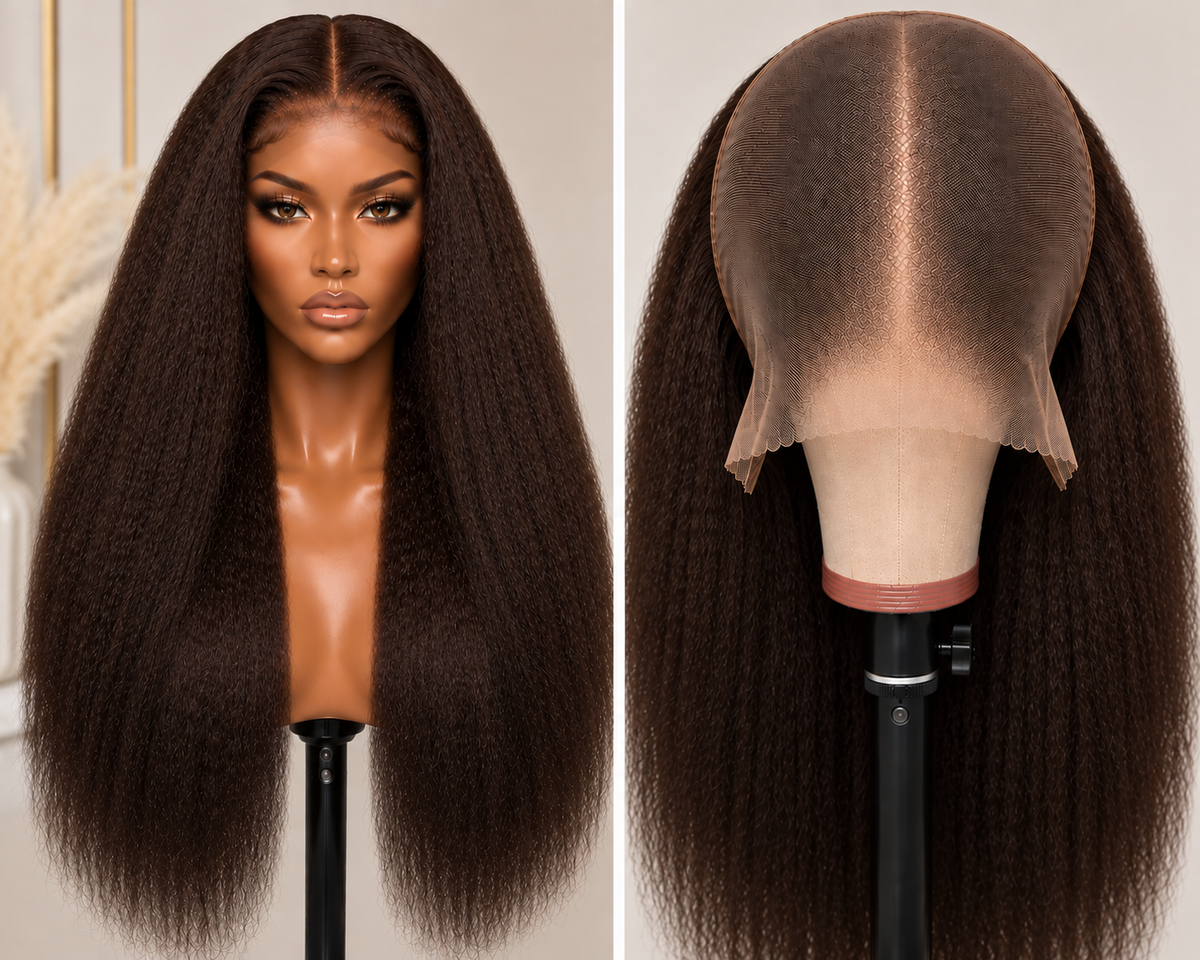 100% Remy Human Hair Kinky Straight Full Lace Wig | Natural 4A-4C Blend | 10"–28" | Off Black, Dark Brown, Honey Blonde & Platinum Blonde