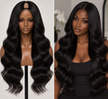 100% Remy Human Hair Body Wave U-Part Wig | 18"–28" | Off Black, Dark Brown & Medium Brown