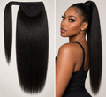 100% Remy Human Hair Straight Velcro Ponytail | 16"–28" | Off Black, Dark Brown & Medium Brown