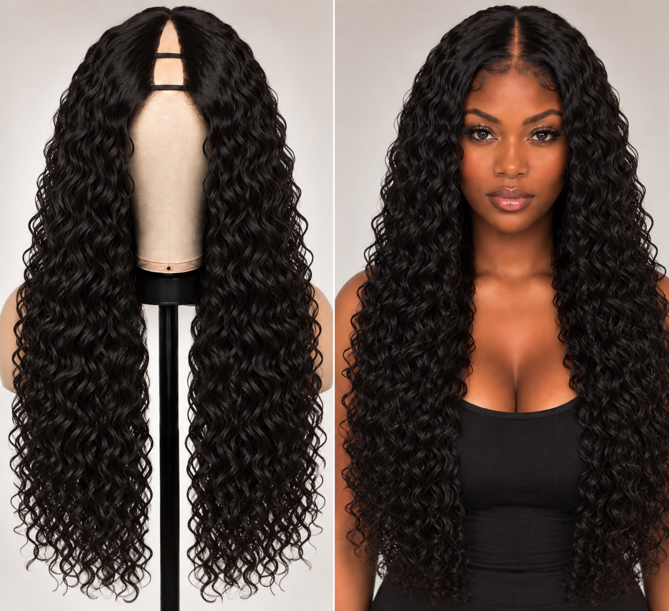 100% Remy Human Hair Curly V-Part Wig | 18"–28" | Off Black, Dark Brown & Medium Brown