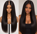 100% Remy Human Hair Straight V-Part Wig | 18"–28" | Off Black, Dark Brown & Medium Brown