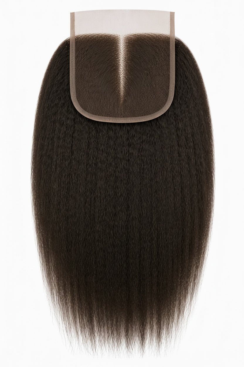 Remy Human Hair 5x5 Kinky Straight Closure - Dark Brown (#2)