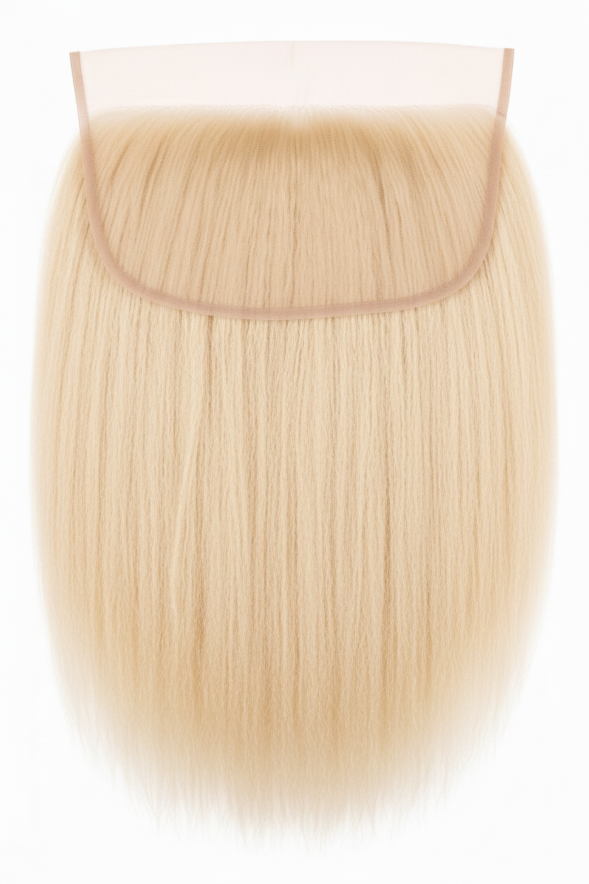 Remy Human Hair 13x4 Kinky Straight Frontal - Platinum Blonde (#613) Back