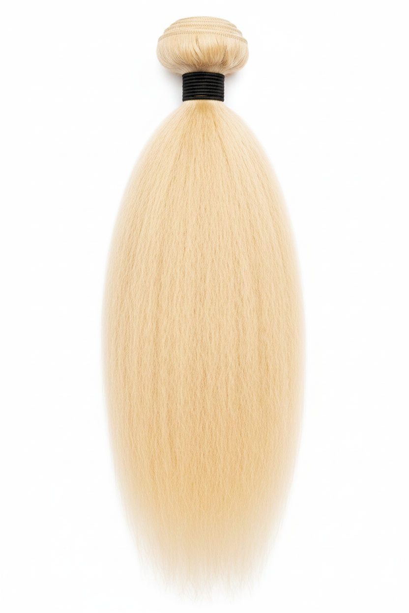 Remy Human Hair Kinky Straight Bundle - Platinum Blonde (#613)