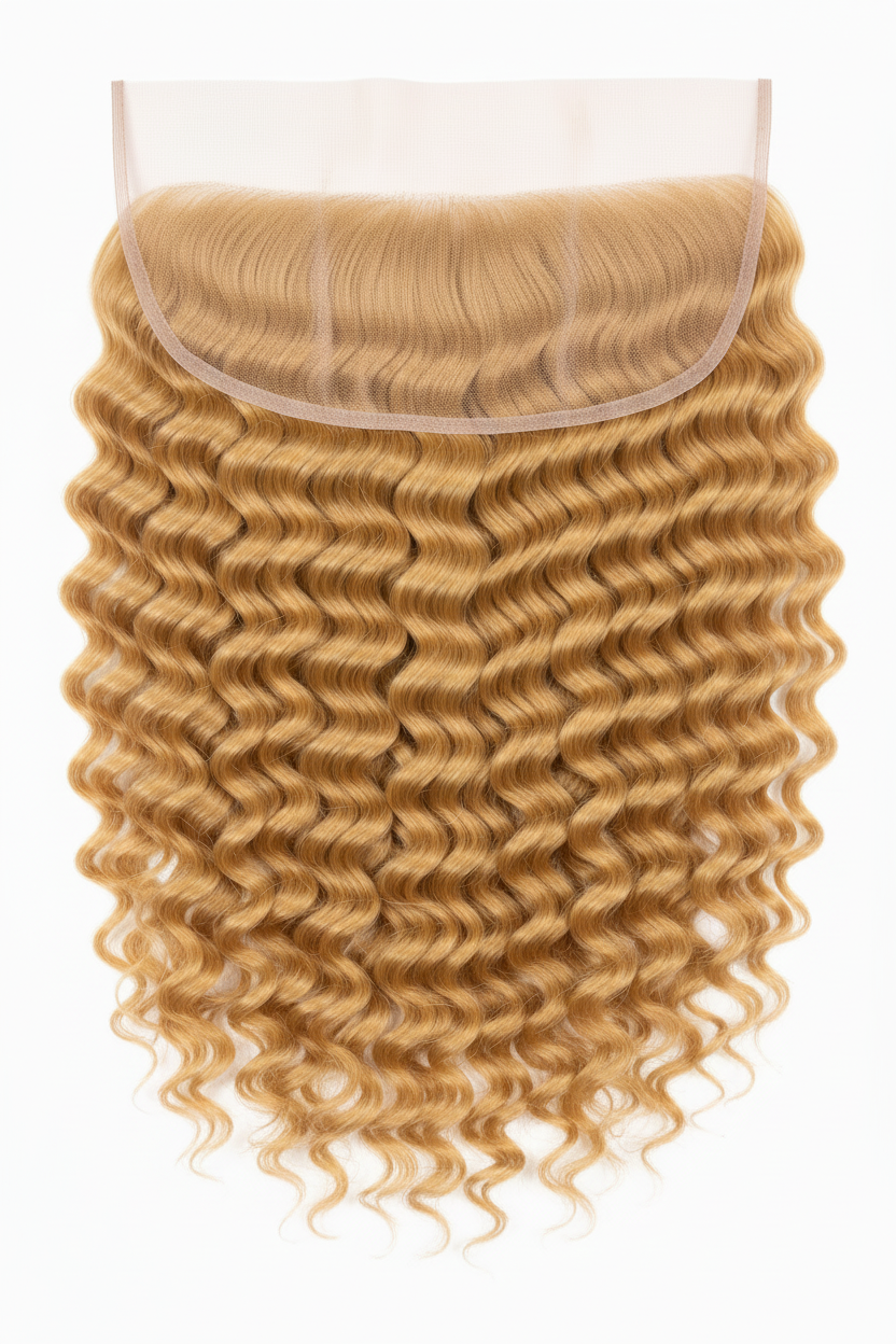 Remy Human Hair 13x4 Deep Wave Frontal - Honey Blonde (#27)