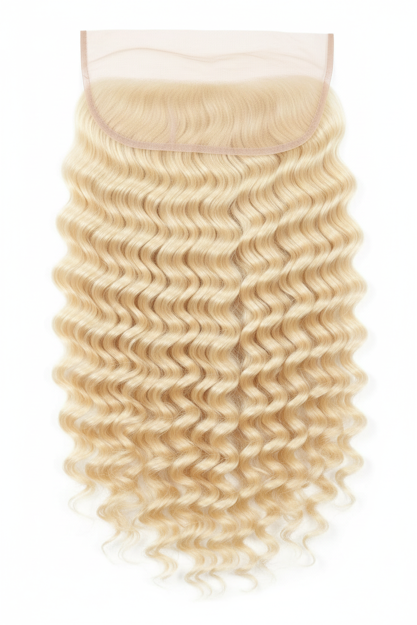 Remy Human Hair 13x4 Deep Wave Frontal - Platinum Blonde (#613)