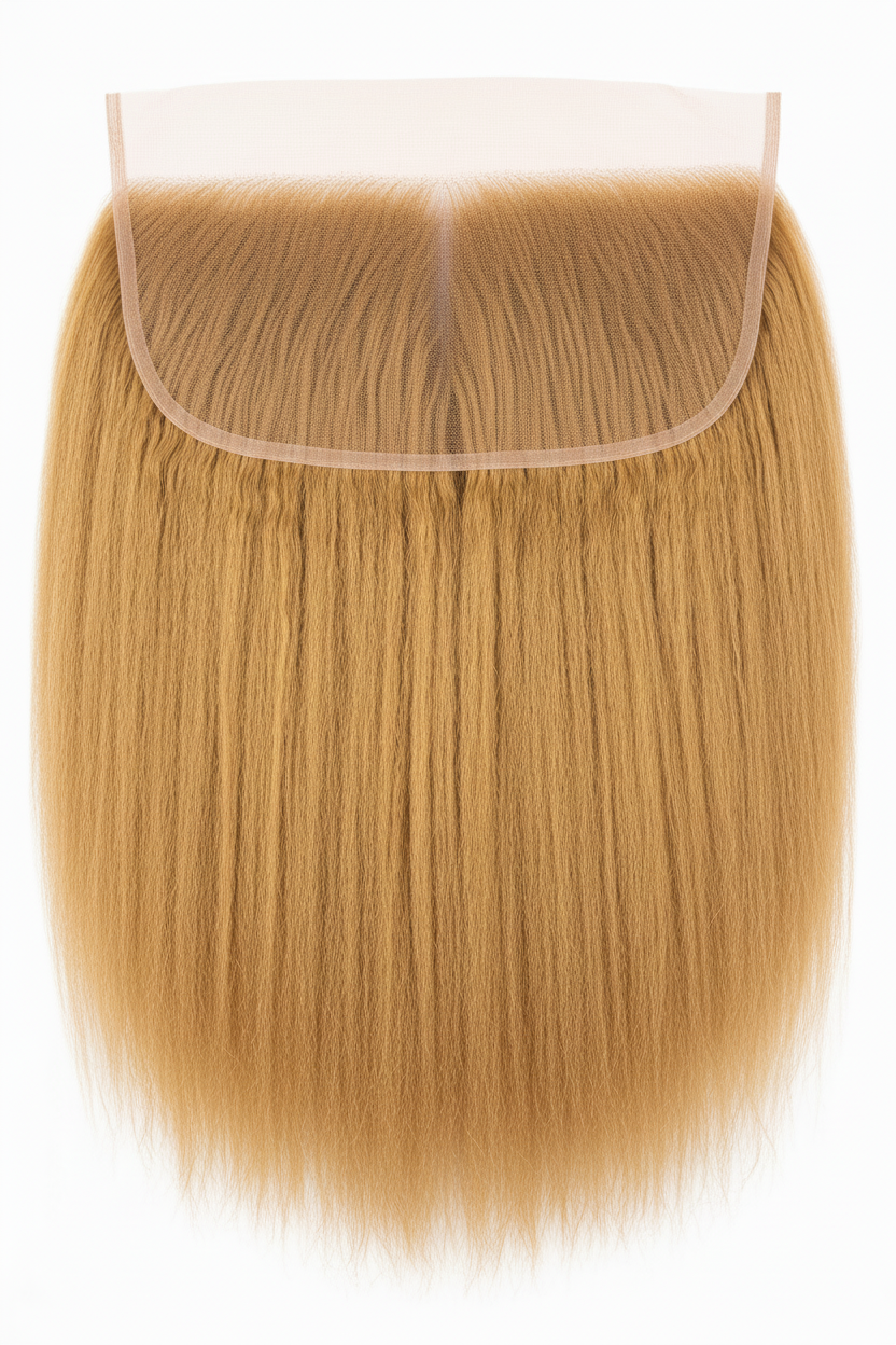 Remy Human Hair 13x4 Kinky Straight Frontal - Honey Blonde (#27) Back