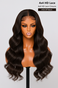 Remy Human Hair 4x4 Body Wave Lace Wig - Off Black (#1B)